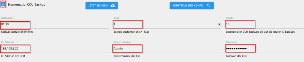 HomeMatic (CCU) Backup Einstellungen