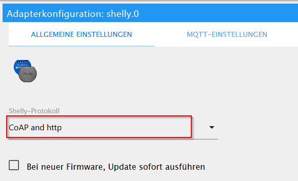 Konfiguration des Shelly Adapters