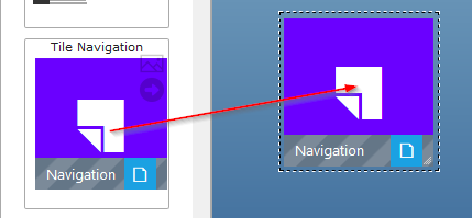 Tile Navigations Element auf die View ziehen