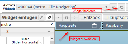 Widget markieren und kopieren