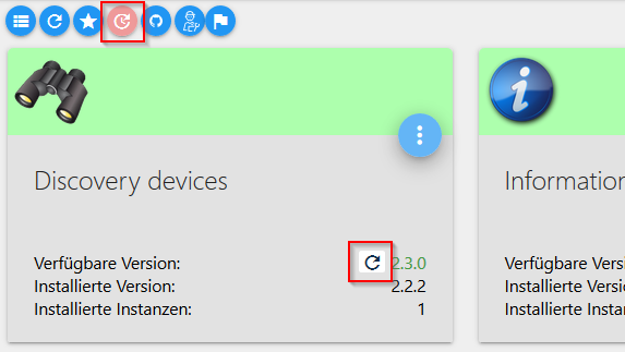 Aktualisierbare Adapter in ioBroker