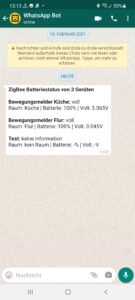 ZigBee Batterie Status in WhatsApp